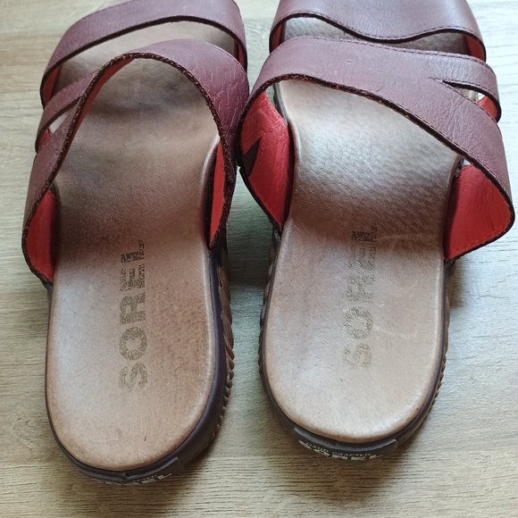 Sorel Out N About Plus Elderberry Women Brown Slide Sandals Size 9.5 Leather - Picture 9 of 13